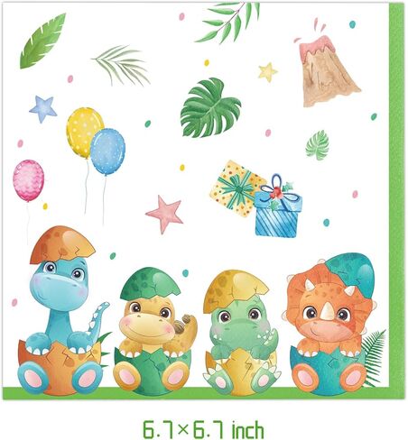 فريراند 40 قطعة من لوازم حفلات الديناصورات المائية تتضمن 20 طبقًا و20 منديلًا للاطفال بالوان مائية لتزيين حفلات اعياد الميلاد in Kuwait