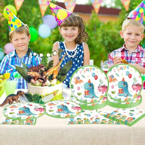 فريراند 40 قطعة من لوازم حفلات الديناصورات المائية تتضمن 20 طبقًا و20 منديلًا للاطفال بالوان مائية لتزيين حفلات اعياد الميلاد in Kuwait