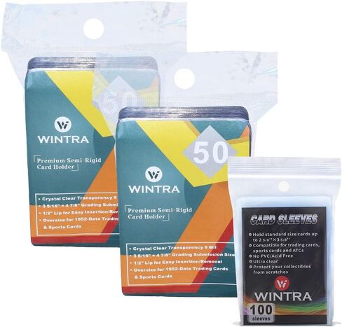 50 count Semi-Rigid Card Holder with 100 Penny Card Sleeves, Quality Card Submission Card sleeves Protectors in Kuwait