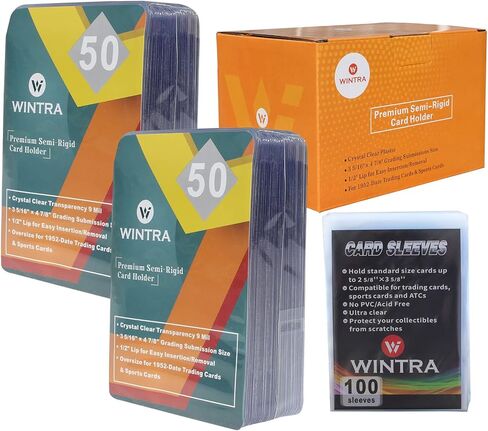 50 count Semi-Rigid Card Holder with 100 Penny Card Sleeves, Quality Card Submission Card sleeves Protectors in Kuwait