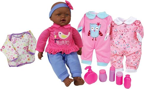 ليسي مجموعة عروسة اطفال مقاس 15 انش مع ملابس واكسسوارات اضافية (امريكية افريقية) in Kuwait