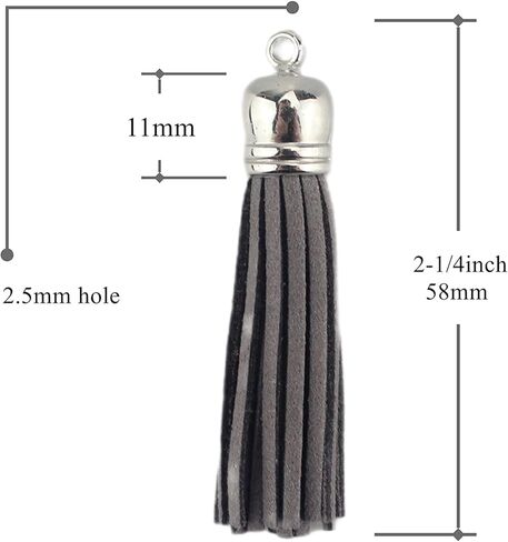 30 Silver CCB 2-1/4 Inch Faux Suede Tassel Charm Keychain Cellphone Straps Z58 in Kuwait
