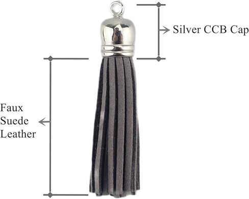 30 Silver CCB 2-1/4 Inch Faux Suede Tassel Charm Keychain Cellphone Straps Z58 in Kuwait
