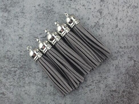 30 Silver CCB 2-1/4 Inch Faux Suede Tassel Charm Keychain Cellphone Straps Z58 in Kuwait