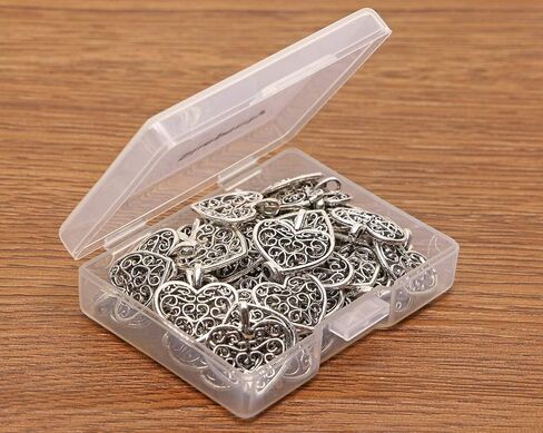 Shapenty Metal Heart Charms Beads Bulk for DIY Craft Pendants Bracelet Necklace Earring Keychain Jewelry Making Finding Accessory, Silver, 50PCS in Saudi Arabia