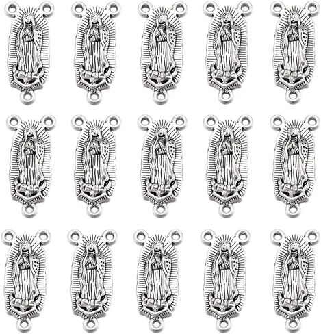40Pcs Religion Jesus Maria Our Lady Of Guadalupe Miraculous Medal Connector Cross Crucifix Rosary Centerpiece Pendants Antique Silver Alloy Charm For Jewelry Making DIY Bracelet Necklace Earrings in Kuwait