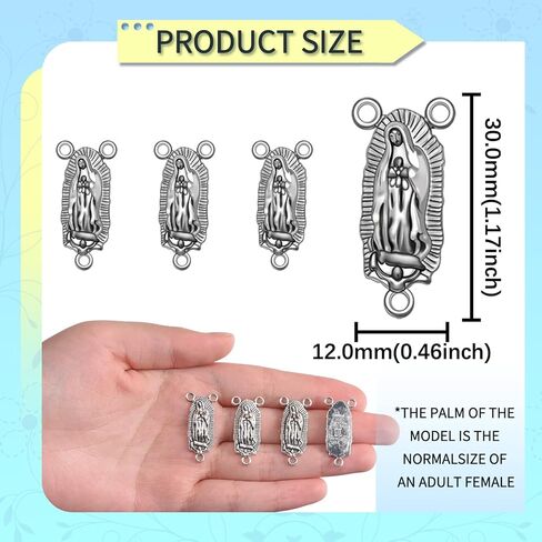 40Pcs Religion Jesus Maria Our Lady Of Guadalupe Miraculous Medal Connector Cross Crucifix Rosary Centerpiece Pendants Antique Silver Alloy Charm For Jewelry Making DIY Bracelet Necklace Earrings in Kuwait