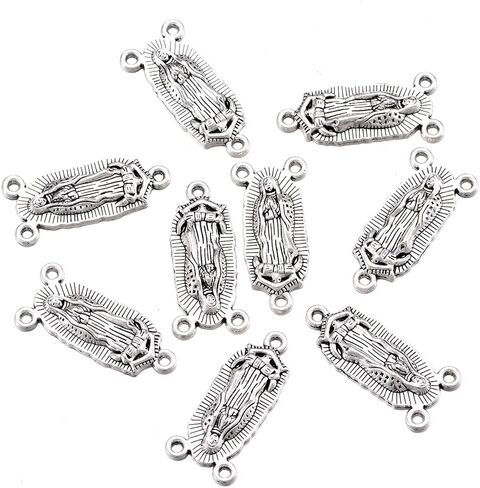 40Pcs Religion Jesus Maria Our Lady Of Guadalupe Miraculous Medal Connector Cross Crucifix Rosary Centerpiece Pendants Antique Silver Alloy Charm For Jewelry Making DIY Bracelet Necklace Earrings in Kuwait