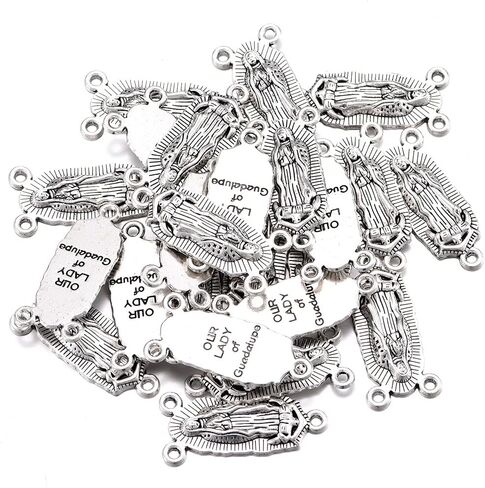 40Pcs Religion Jesus Maria Our Lady Of Guadalupe Miraculous Medal Connector Cross Crucifix Rosary Centerpiece Pendants Antique Silver Alloy Charm For Jewelry Making DIY Bracelet Necklace Earrings in Kuwait