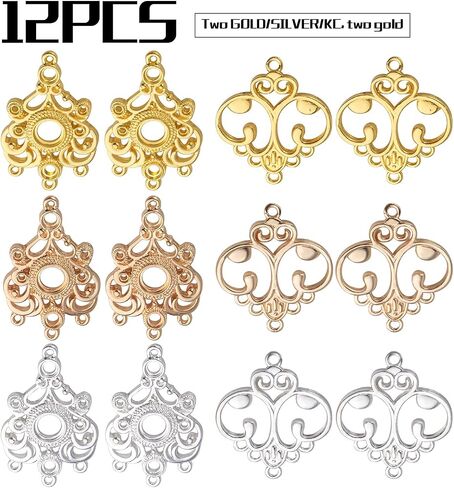 Earring Chandelier Charms,12pcs Chandelier Component Links Alloy Earring Connector Charms Chandelier Earring Components Earring Jewelry Making for Earring Drop and Charm Pendant in Saudi Arabia