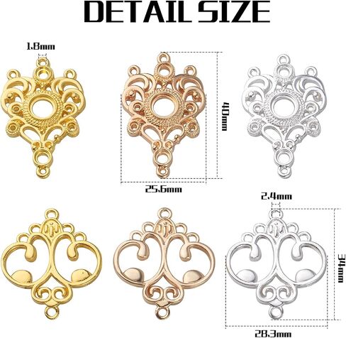 Earring Chandelier Charms,12pcs Chandelier Component Links Alloy Earring Connector Charms Chandelier Earring Components Earring Jewelry Making for Earring Drop and Charm Pendant in Saudi Arabia