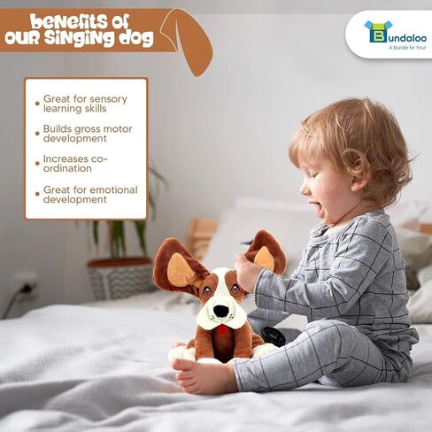 Bundaloo Animated Plush Peek A Boo Singing Dog with Floppy Ears | Plays Peek-A-Boo & Sings Do Your Ears Hang Low in Kuwait