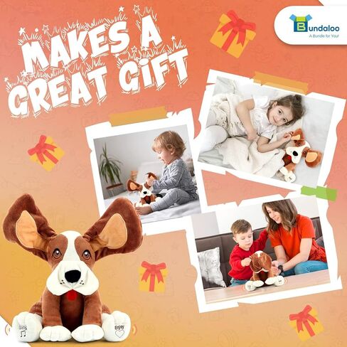 Bundaloo Animated Plush Peek A Boo Singing Dog with Floppy Ears | Plays Peek-A-Boo & Sings Do Your Ears Hang Low in Kuwait