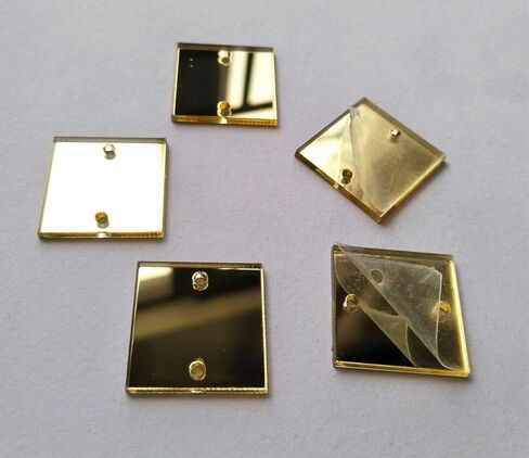50PCS Sew On Square Mirror Piece,DIY Mirrored Rhinestones for Costume Evening Dresses Cloth Garment Decoration Accessory (2.5CM, Silver) in Kuwait