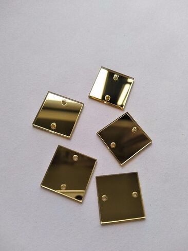 50PCS Sew On Square Mirror Piece,DIY Mirrored Rhinestones for Costume Evening Dresses Cloth Garment Decoration Accessory (2.5CM, Silver) in Kuwait