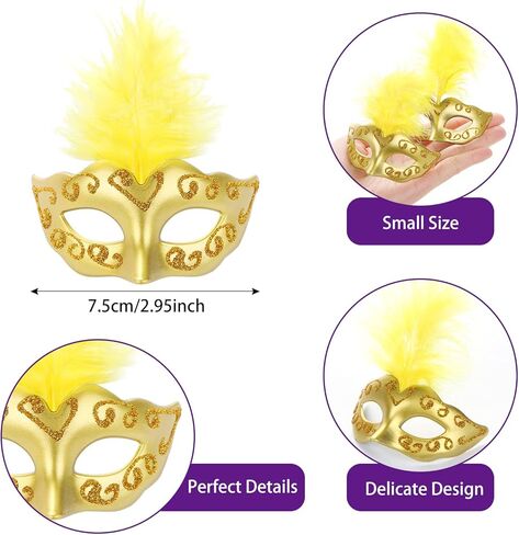 12 قطعة من قناع ماردي جراس الصغير، أقنعة تنكرية صغيرة كبيرة لديكورات حفلات ماردي جراس أزياء ماردي جراس in Kuwait