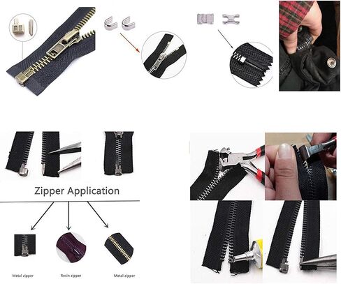 20 pcs #5 Metal Zipper Retainer Insertion Pin Zipper Box Head Retainer Bottom Sliders,4 Sets Zipper Repair Kit (Bronze) in Saudi Arabia