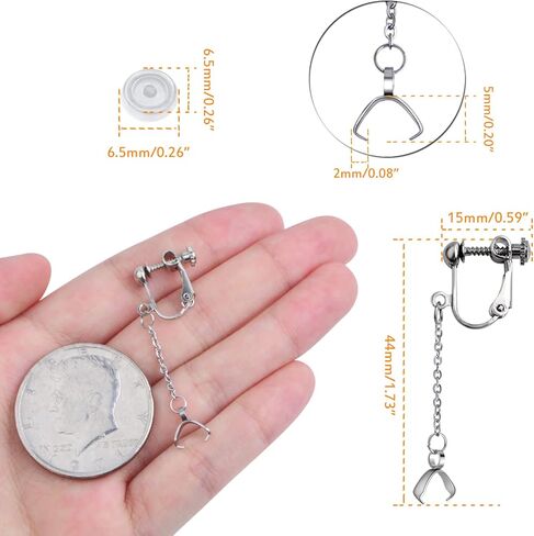10pcs Hypoallergenic Stainless Steel Earring Hooks Screw Earring Clip Converters with Beaded Chains Pinch Clasps and 20pcs Clear Earring Backs for DIY Jewelry Making Findings in Kuwait