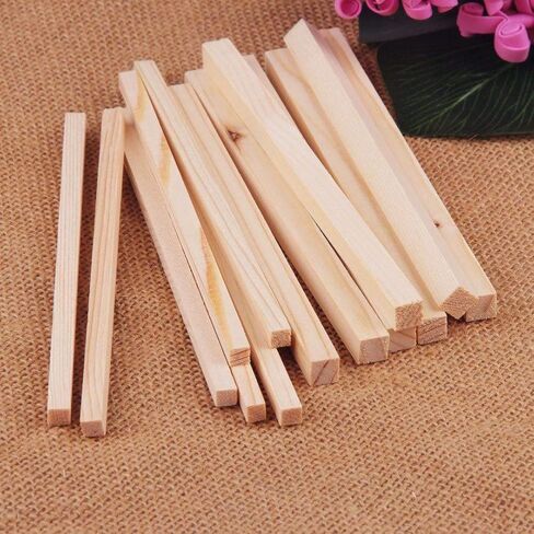 عبوة من 50 قضبان أوتاد مربعة غير مكتملة من الخشب العصي الخشبية مربعة من الخشب الصلب الطبيعي للأعمال اليدوية، مشاريع اصنعها بنفسك ليتم صنفرة وصبغها in Kuwait