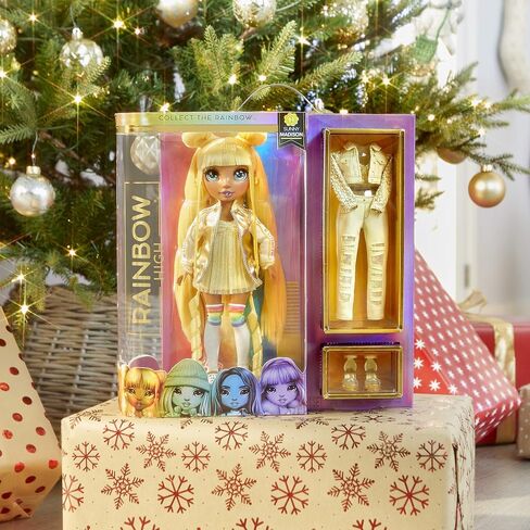 Rainbow Surprise Rainbow High Sunny Madison - Yellow Clothes Fashion Doll with 2 Complete Mix & Match Outfits and Accessories, Toys for Kids 6 to 12 Years Old in Saudi Arabia