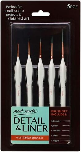 Mont Marte Liner Brush Set for Painting, 5 Piece Detailed Art Brushes with Wood Handle in Saudi Arabia