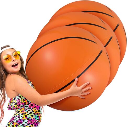 Kajaia 3 Pack 42 Inch Jumbo Beach Ball Large Inflatable Basketball Beach Ball for Sports Themed Basketball Party Decorations Favors Fun Beach Pool Games (42 Inch) in Saudi Arabia