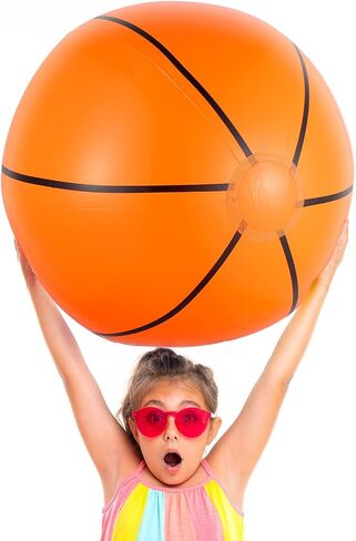 Kajaia 3 Pack 42 Inch Jumbo Beach Ball Large Inflatable Basketball Beach Ball for Sports Themed Basketball Party Decorations Favors Fun Beach Pool Games (42 Inch) in Saudi Arabia