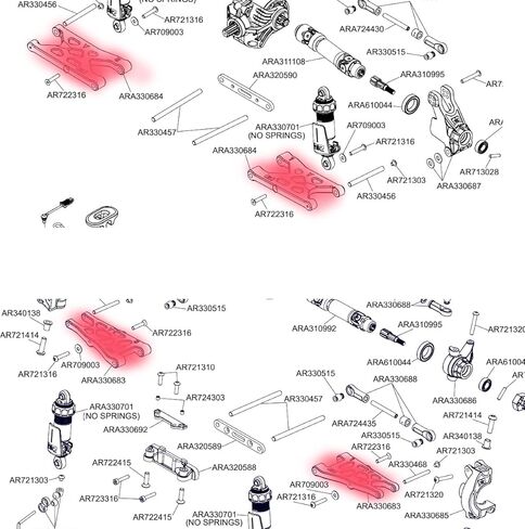 Alloy ARA330683 Front Suspension Arms for Arrma 1/8 Infraction Mega 570 Rear Suspension Arm Vendetta 3S BLX ARA330684 RC Upgrade Part in Kuwait