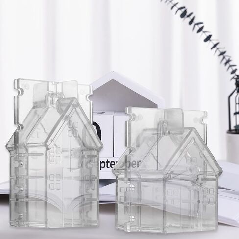 MEABEN 2 قطعة قوالب أكريليك لشموع المنزل الصغيرة، قالب صنع شموع منزل خشبي من الأكريليك، شموع بلاستيكية مصنوعة يدويًا، قوالب يدوية معطرة لصنع الشموع/الصابون/قنابل الحمام، مقاسان in Kuwait