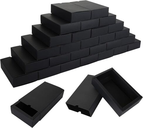 MNKNENG 30 Pack Drawer Box Black Gift Box 5.9 x 3.2 x 1.6 Inch Boxes For Wrapping Gifts, Folding Paperboard Gift Boxes With Lids, Small Kraft Paper Drawer Box For Business Present Packaging in Kuwait