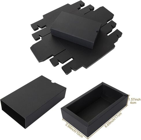 MNKNENG 30 Pack Drawer Box Black Gift Box 5.9 x 3.2 x 1.6 Inch Boxes For Wrapping Gifts, Folding Paperboard Gift Boxes With Lids, Small Kraft Paper Drawer Box For Business Present Packaging in Kuwait