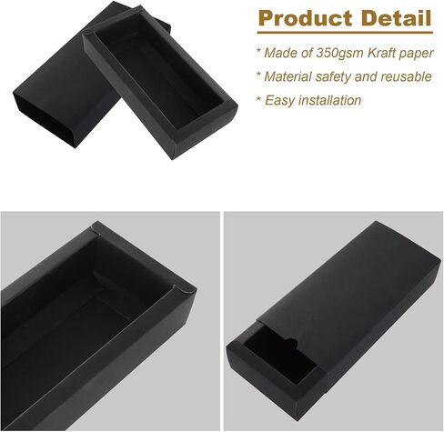 MNKNENG 30 Pack Drawer Box Black Gift Box 5.9 x 3.2 x 1.6 Inch Boxes For Wrapping Gifts, Folding Paperboard Gift Boxes With Lids, Small Kraft Paper Drawer Box For Business Present Packaging in Kuwait