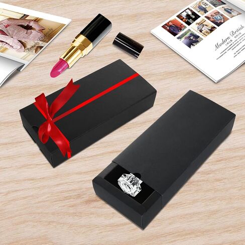 MNKNENG 30 Pack Drawer Box Black Gift Box 5.9 x 3.2 x 1.6 Inch Boxes For Wrapping Gifts, Folding Paperboard Gift Boxes With Lids, Small Kraft Paper Drawer Box For Business Present Packaging in Kuwait