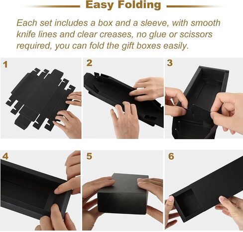 MNKNENG 30 Pack Drawer Box Black Gift Box 5.9 x 3.2 x 1.6 Inch Boxes For Wrapping Gifts, Folding Paperboard Gift Boxes With Lids, Small Kraft Paper Drawer Box For Business Present Packaging in Kuwait