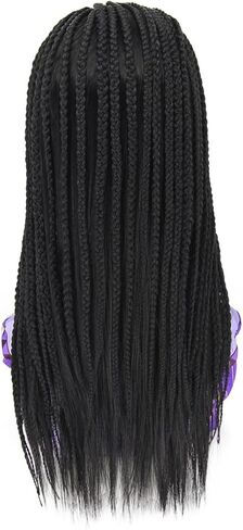 Shecool أسود شعر مستعار مضفر للفتيات شعر مستعار أسود طويل لآشا زي الفتيات الاطفال مع الضفائر لطيف تأثيري الباروكات للحزب SL038BK in Kuwait