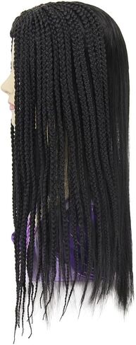 Shecool أسود شعر مستعار مضفر للفتيات شعر مستعار أسود طويل لآشا زي الفتيات الاطفال مع الضفائر لطيف تأثيري الباروكات للحزب SL038BK in Kuwait