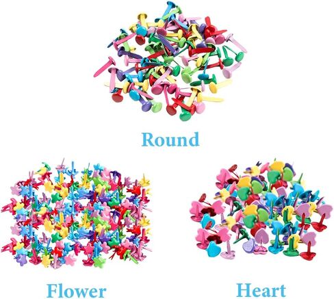 100Pcs Multicolor Split Pin Pastel Metal Brad Fasteners Mini Brads, Multifunctional Decorative Alloy Round Brads for Paper Craft DIY Stamping Scrapbooking (Size:Flower) in Saudi Arabia