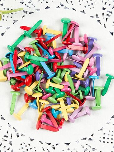 100Pcs Multicolor Split Pin Pastel Metal Brad Fasteners Mini Brads, Multifunctional Decorative Alloy Round Brads for Paper Craft DIY Stamping Scrapbooking (Size:Flower) in Saudi Arabia