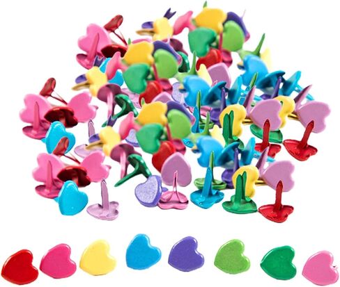100Pcs Multicolor Split Pin Pastel Metal Brad Fasteners Mini Brads, Multifunctional Decorative Alloy Round Brads for Paper Craft DIY Stamping Scrapbooking (Size:Flower) in Saudi Arabia