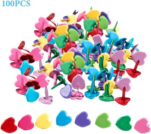 100Pcs Multicolor Split Pin Pastel Metal Brad Fasteners Mini Brads, Multifunctional Decorative Alloy Round Brads for Paper Craft DIY Stamping Scrapbooking (Size:Flower) in Saudi Arabia