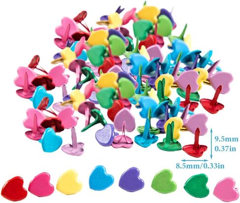 100Pcs Multicolor Split Pin Pastel Metal Brad Fasteners Mini Brads, Multifunctional Decorative Alloy Round Brads for Paper Craft DIY Stamping Scrapbooking (Size:Flower) in Saudi Arabia