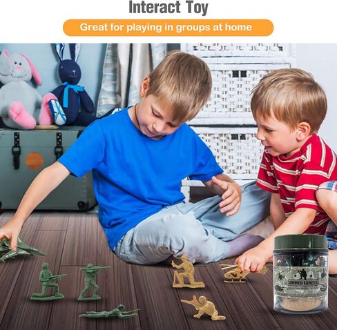 هاتون مجموعة العاب للرجال من توي ارمي، 107 قطعة من مجسمات القوات العسكرية البلاستيكية، مجموعة العاب معركة قتالية مع جنود ودبابة وطائرة وطائرة وهليكوبتر وعلم وسياج وملحقات ساحة المعركة للاولاد والاطفال in Kuwait