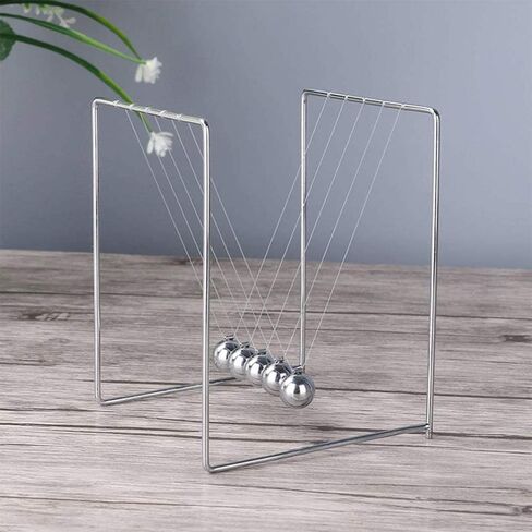 AIXICWXI نيوتن كرادل بالانس كرة فريدة من نوعها الفولاذ المقاوم للصدأ إطار مهد نيوتن المعادن كرات بندول الفيزياء العلوم الحلي الذكية للديكور مكتب المنزل in Kuwait