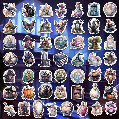 50 قطعة من ملصقات الساحرة، ملصقات جمالية لزجاجات المياه، ملصقات للهواتف المحمولة وألواح التزلج المائية للأطفال الأولاد والبنات والمراهقين in Kuwait