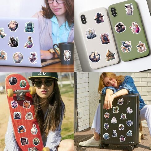 50 قطعة من ملصقات الساحرة، ملصقات جمالية لزجاجات المياه، ملصقات للهواتف المحمولة وألواح التزلج المائية للأطفال الأولاد والبنات والمراهقين in Kuwait