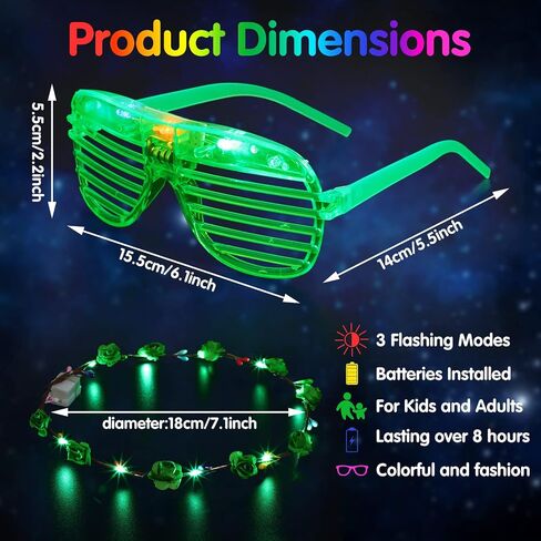 48 Pack Glow in the Dark Party Supplies LED Glasses Light Up Glasses LED Flower Crown Headband Multicolor LED Flower Wreath Glow Shutter Shades Glasses for Adults Kids Birthday Neon Party Favors in Saudi Arabia