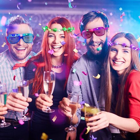 48 Pack Glow in the Dark Party Supplies LED Glasses Light Up Glasses LED Flower Crown Headband Multicolor LED Flower Wreath Glow Shutter Shades Glasses for Adults Kids Birthday Neon Party Favors in Saudi Arabia