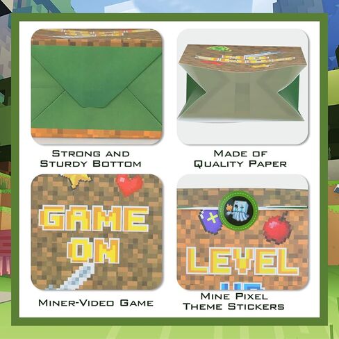 24 قطعة من أكياس Pixel Miner للحفلات المفضلة، أكياس هدايا للحلوى تحت عنوان Pixel لمستلزمات حفلات أعياد الميلاد، للأولاد والبنات منقطات لألعاب الفيديو، حقائب حلوى جودي لحفلات الألغام أو زينة حفلات أعياد الميلاد in Kuwait
