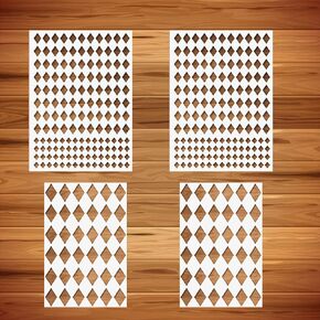 4 قطع استنسل هارلكوين ماسة متكررة باحجام متنوعة قوالب بلاستيكية قابلة لاعادة الاستخدام للرسم على الحائط والخزانة الخشبية والوسائد والبطاقات وديكور المنزل in Kuwait