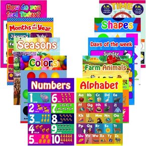 L&O Goods Educational Math Posters for Kids | Homeschool & Elementary Classrooms | Set of 10 Includes Addition, Subtraction, Multiplication, Division, Fractions, Place Value| Size 13x18 in Kuwait
